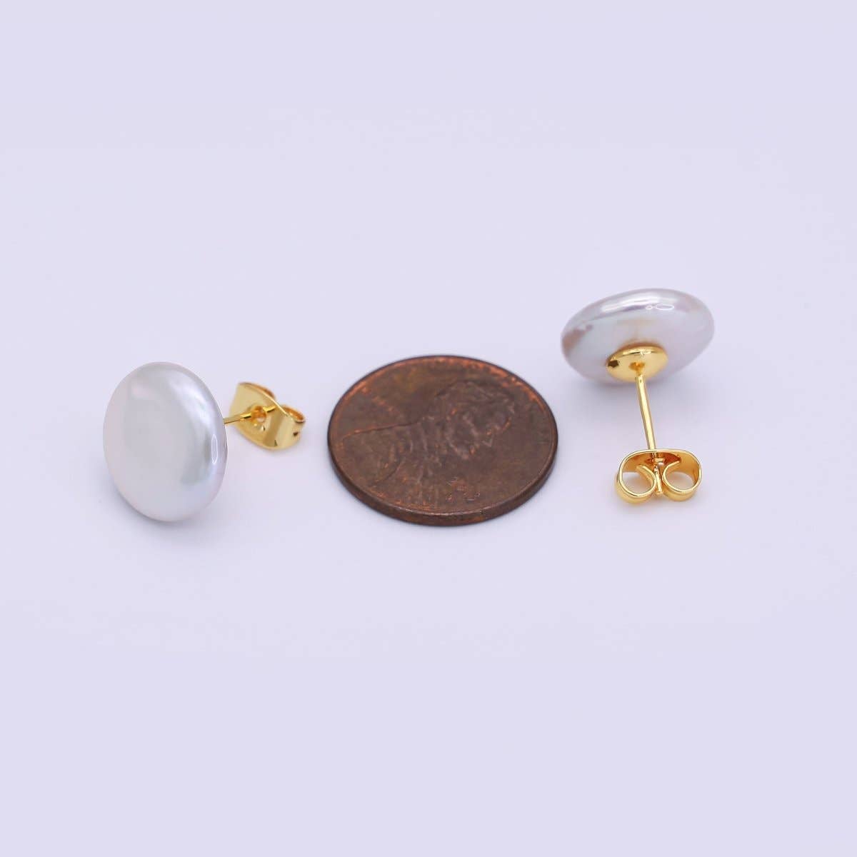 24K Gold Filled Pearl Round Studs