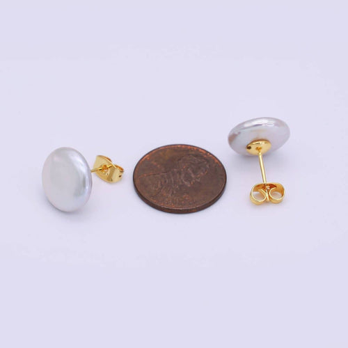 24K Gold Filled Pearl Round Studs