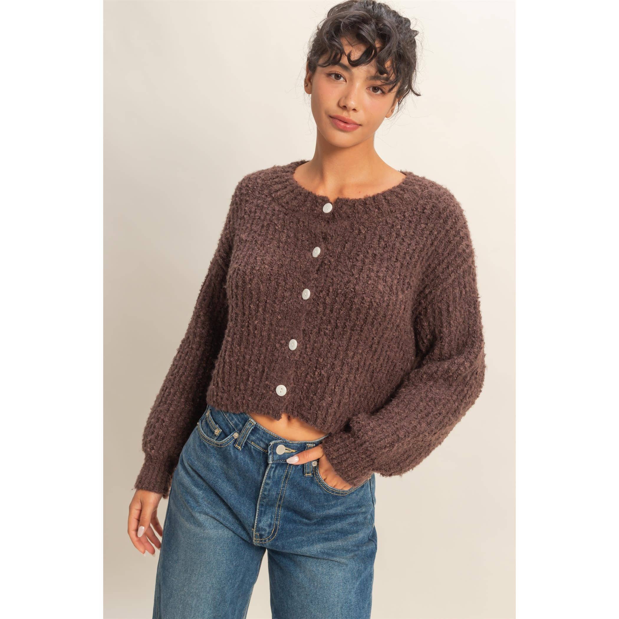 Fluffy Button-Up Cardigan