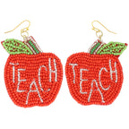 Teach Bead Apple Earrings