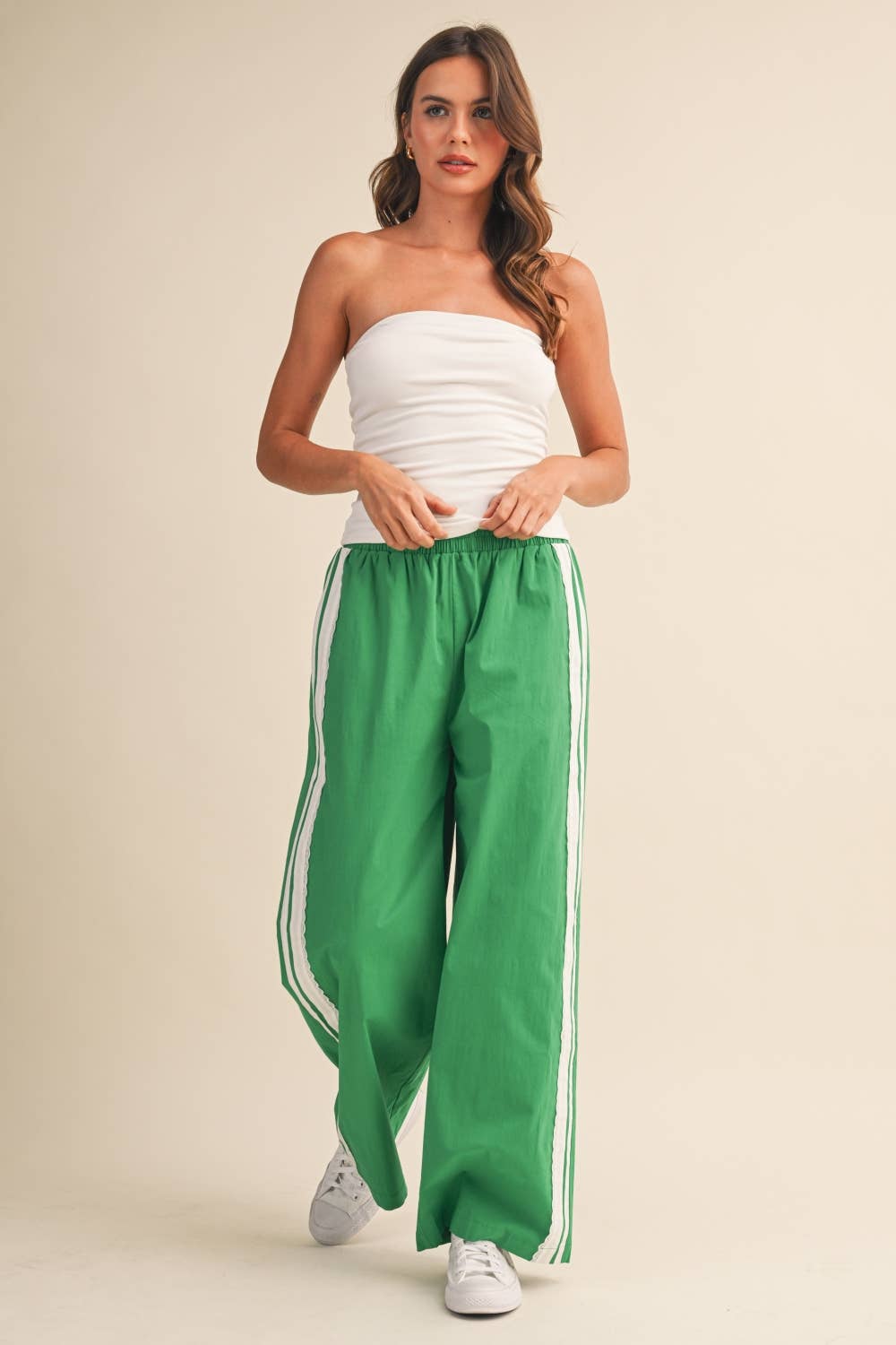 SIDE LACE KELLY GREEN PANTS