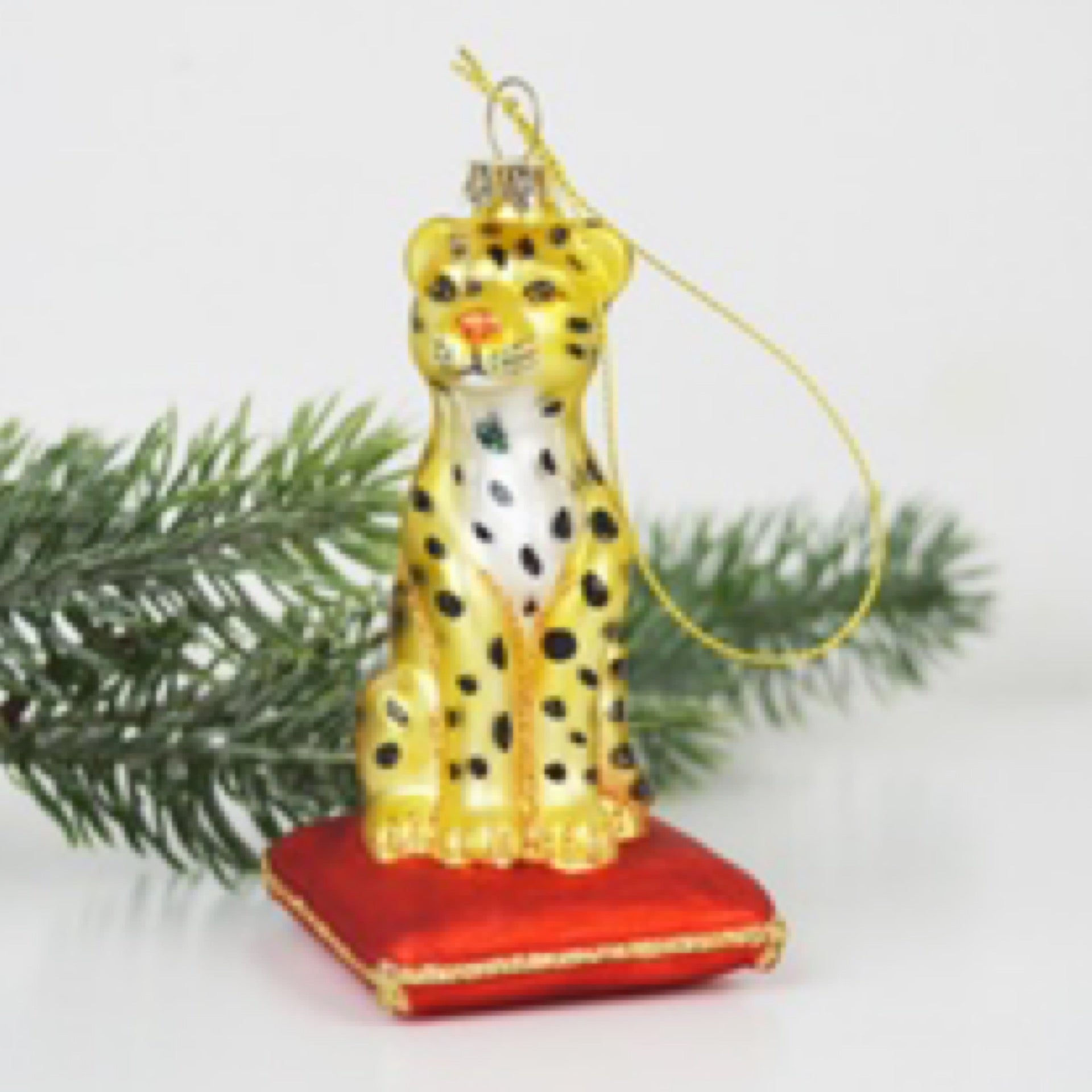 Glass Leopard Ornament