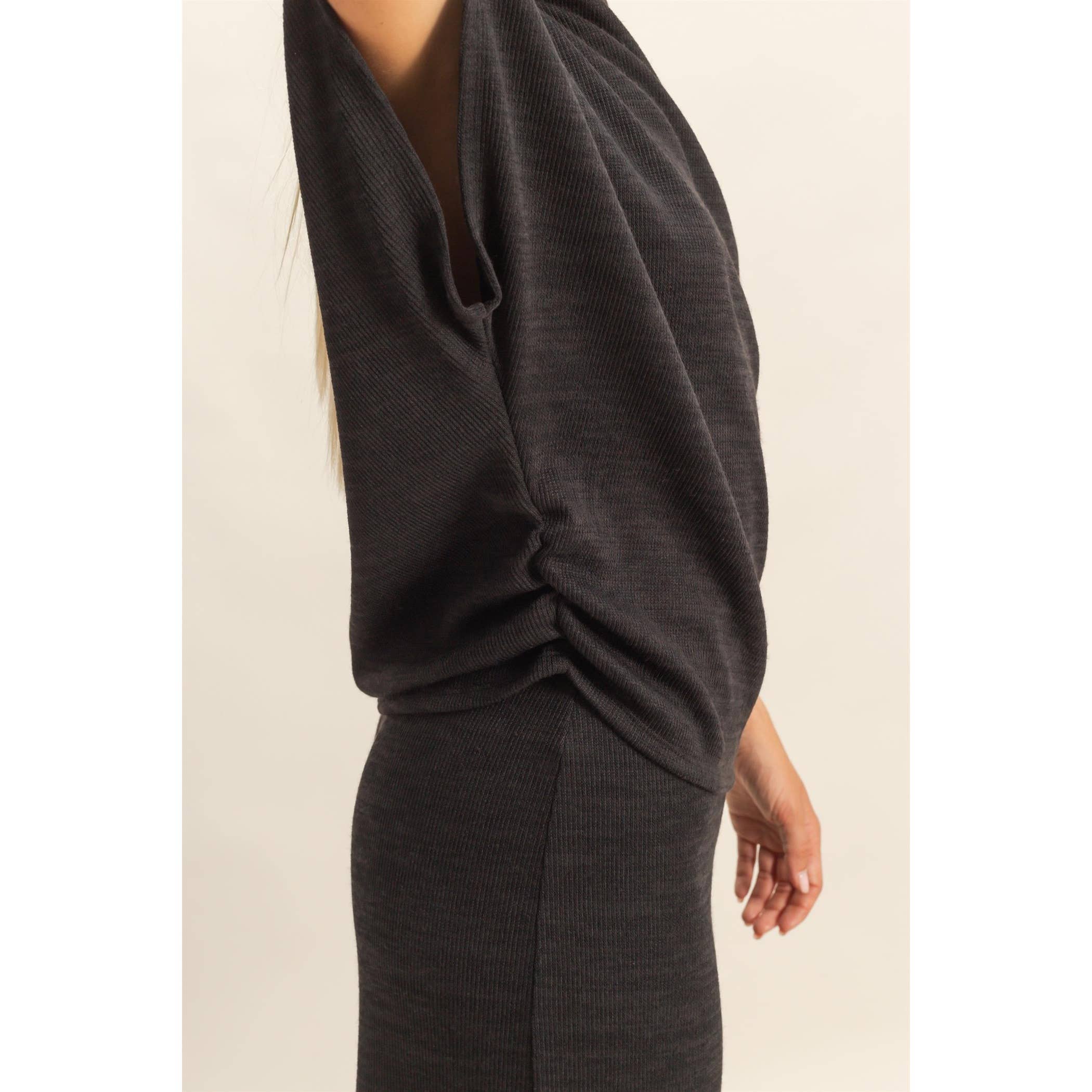 Mock Neck Top And Pants Set: Beige