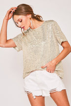 Sequin Party Blouse : Gold