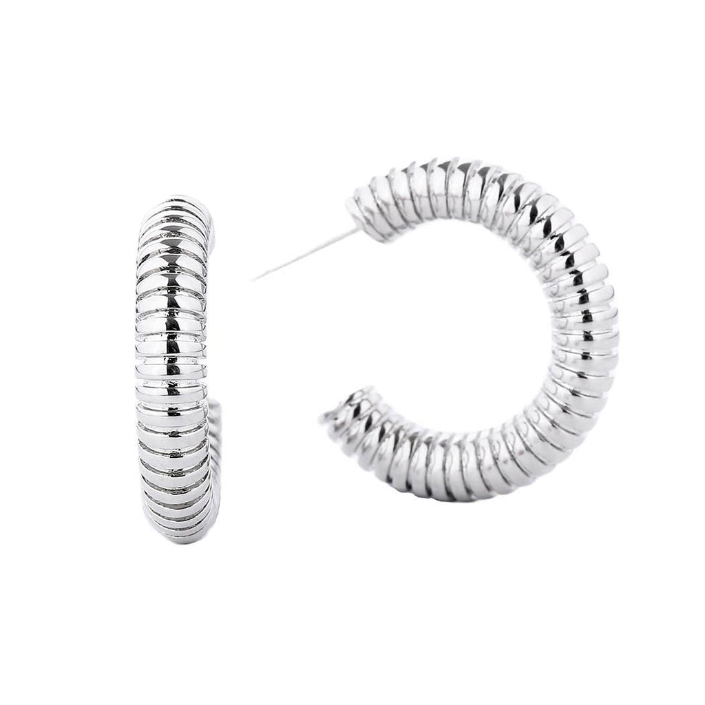 14K Gold-Dipped Textured Hoops