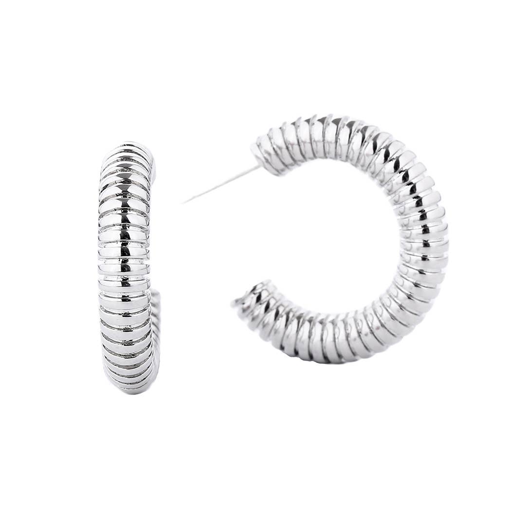 14K Gold-Dipped Textured Hoops