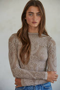 Ash Taupe Jacquard Top