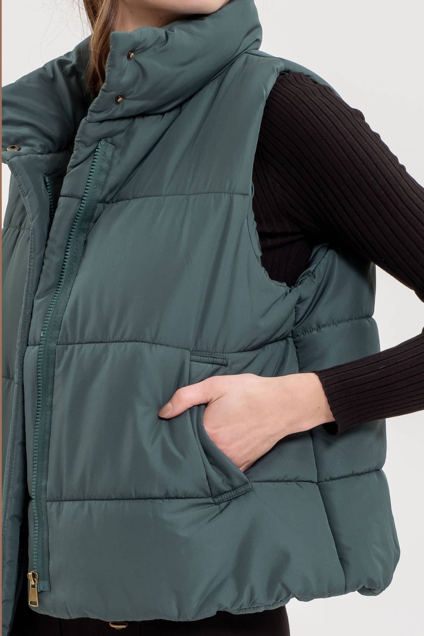 On the Go Green Puffer Vest