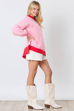 Pink & Red Cable Sweater