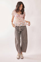 Patch Pocket Wide Leg Barrel Jeans