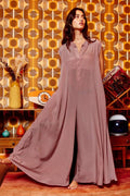 Wide Leg Satin Jumpsuit Mauve