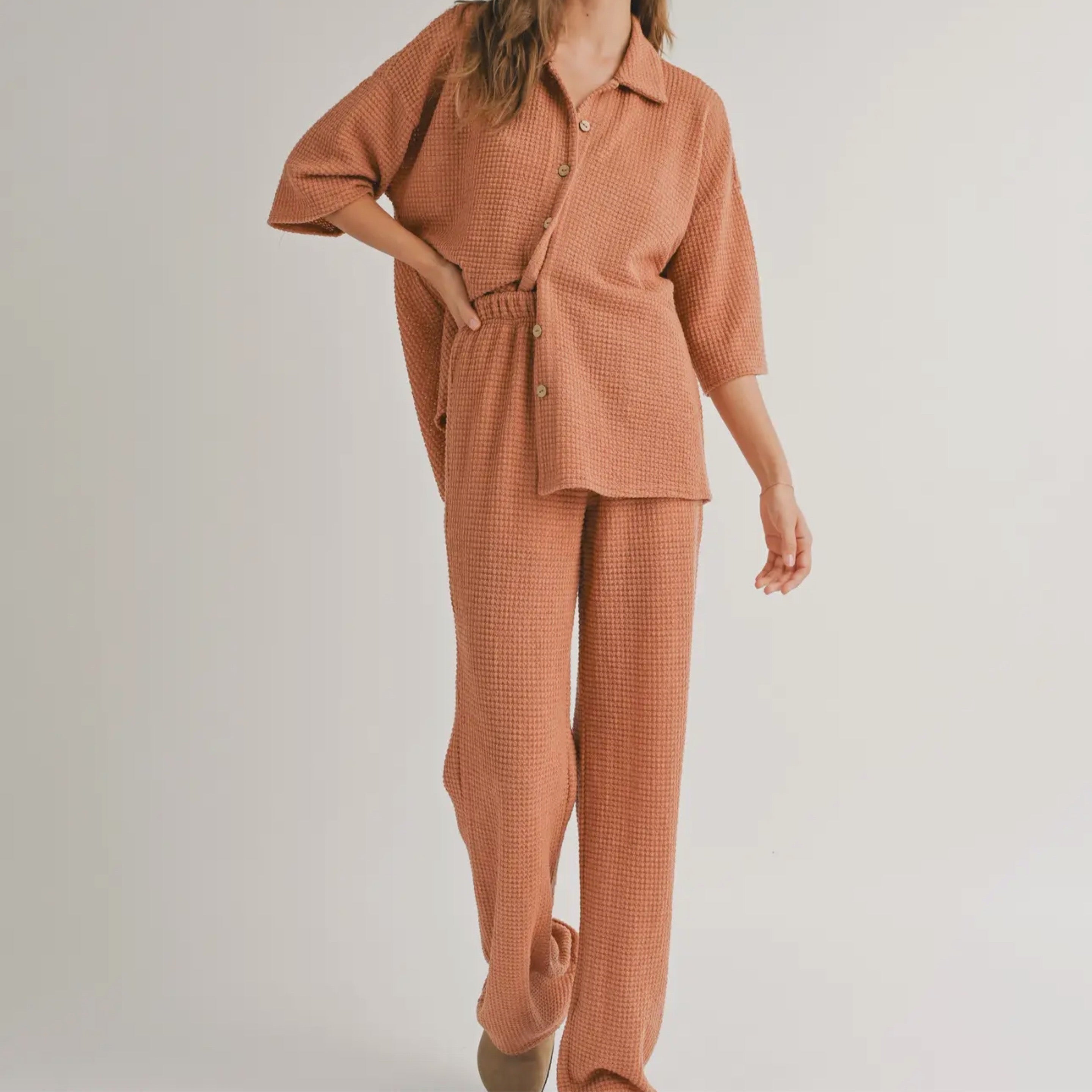 Canyon Clay Waffle Knit Set