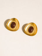 Vionnet Non-Tarnish Gemstone Oval Earrings