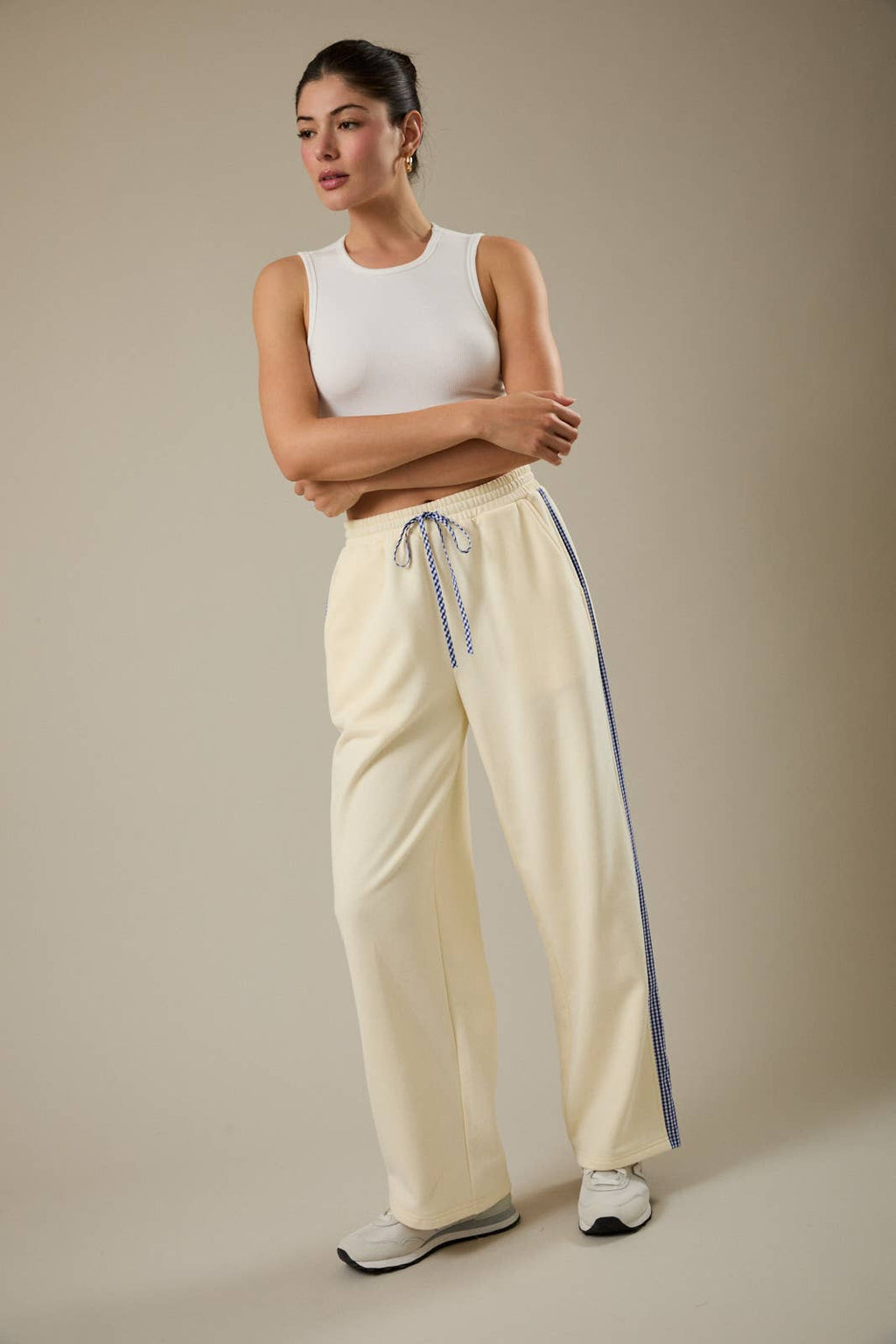 SIDE GINGHAM DETAIL SWEATPANTS