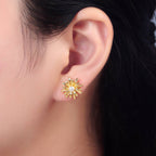 Gold Filled Pearl Sunflower Studs