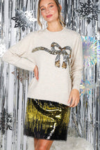 Sparkling Bow Sequin Sweater