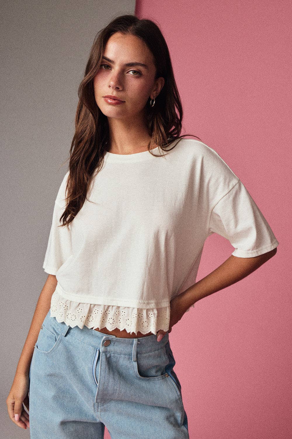 Precious Eyelet Hem Knit Top