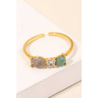 Triple Stud Metallic Band Ring: GN