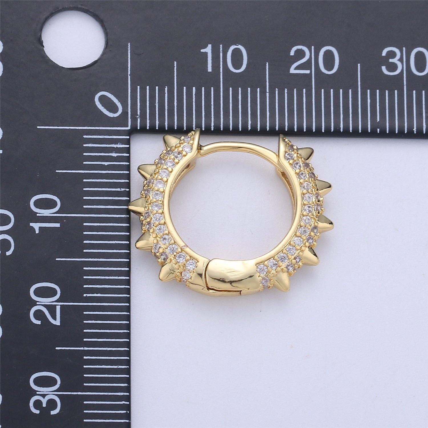 Gold CZ Spike Hoops