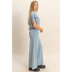 Mock Neck Top And Pants Set: Beige