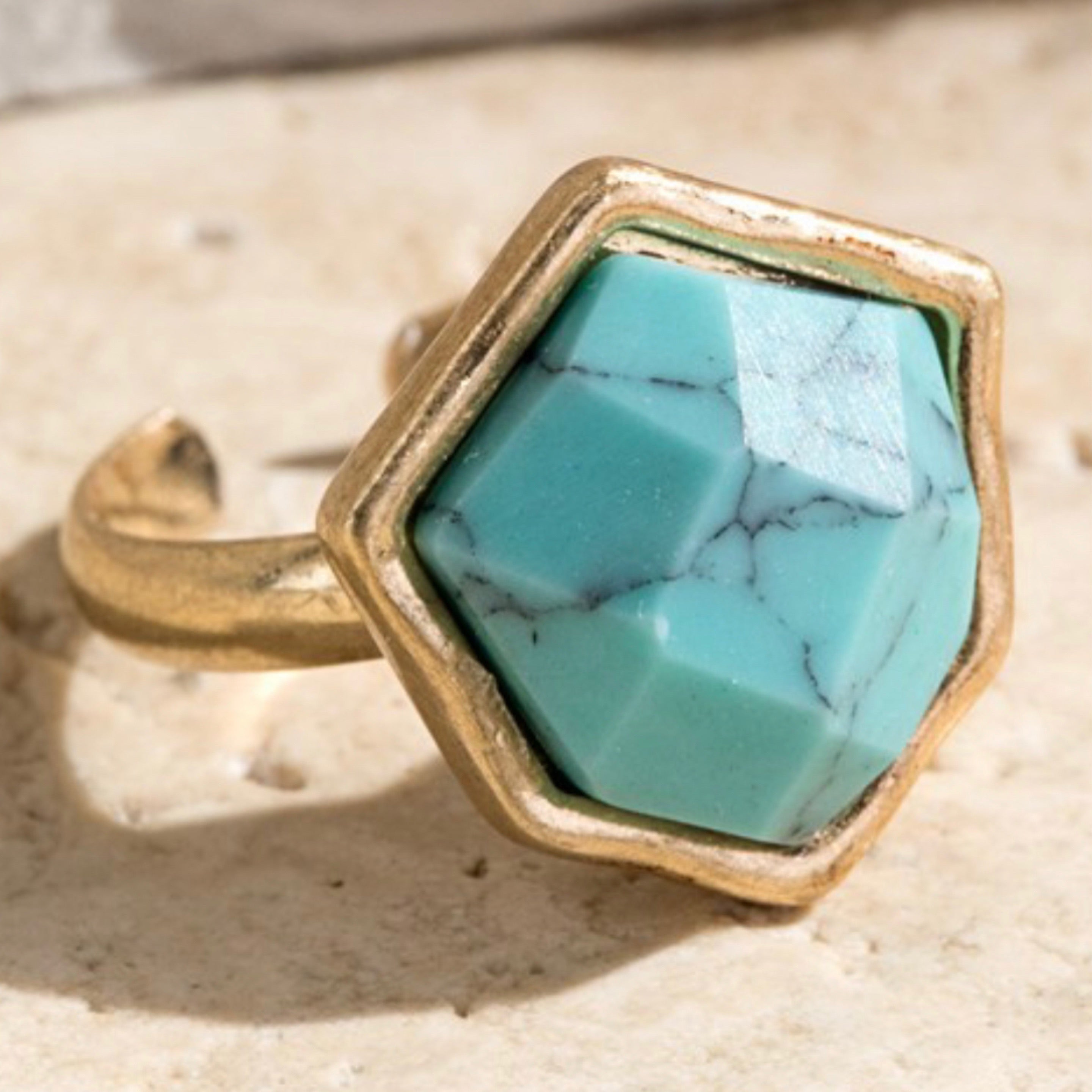 Turquoise Hexagon Ring