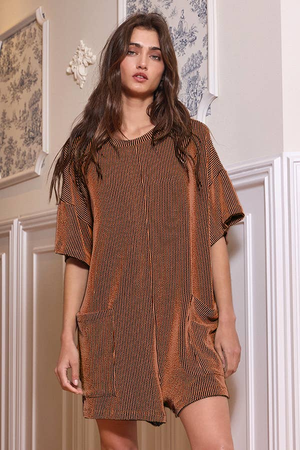 V-back Spiced Ribbed Romper