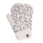 Winter Leopard Print Flush Mittens