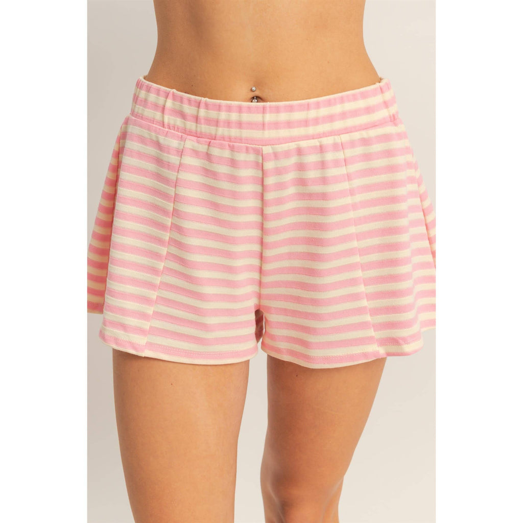 Blue Striped Crew Neck Short Set