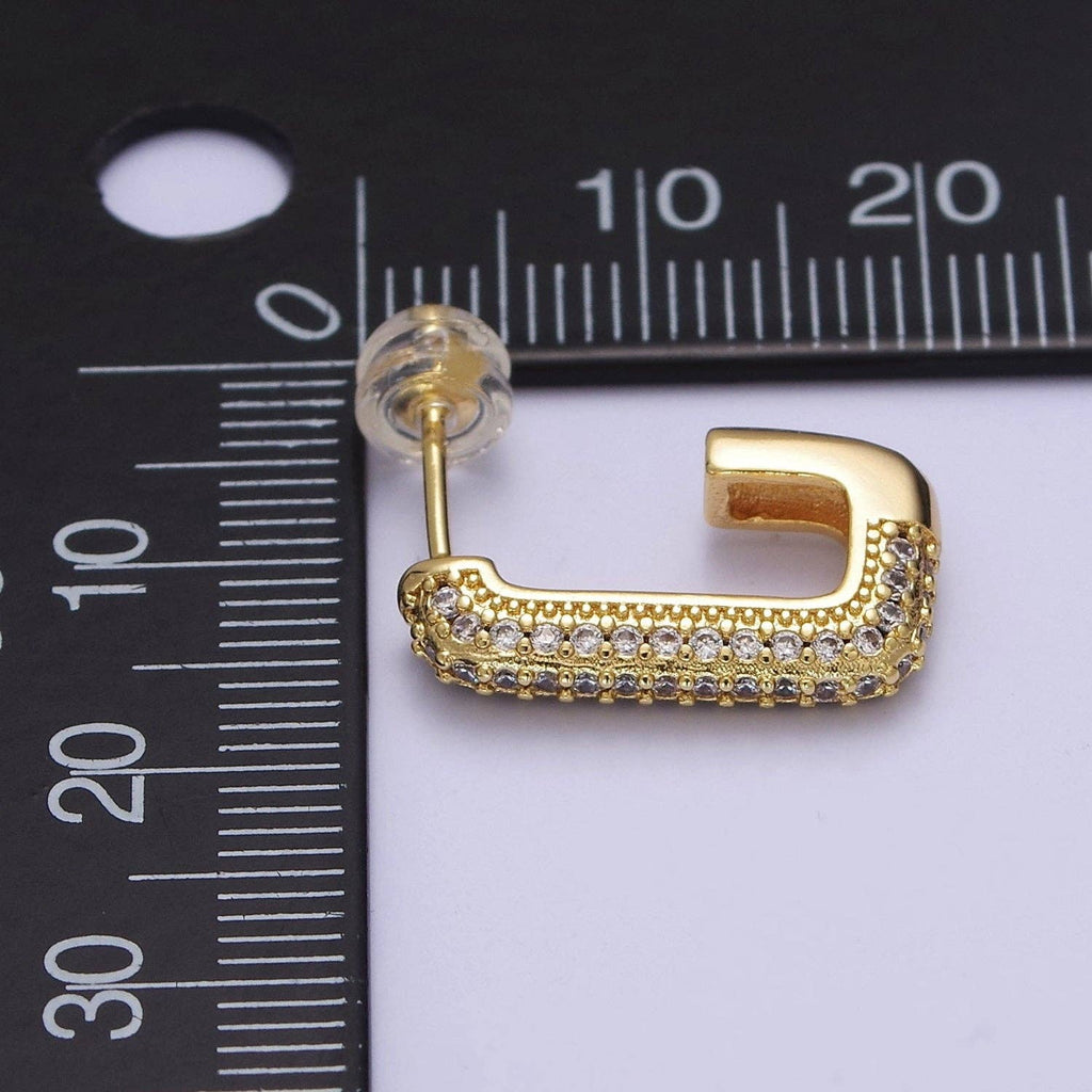 Rectangle CZ Gold Filled Hoops