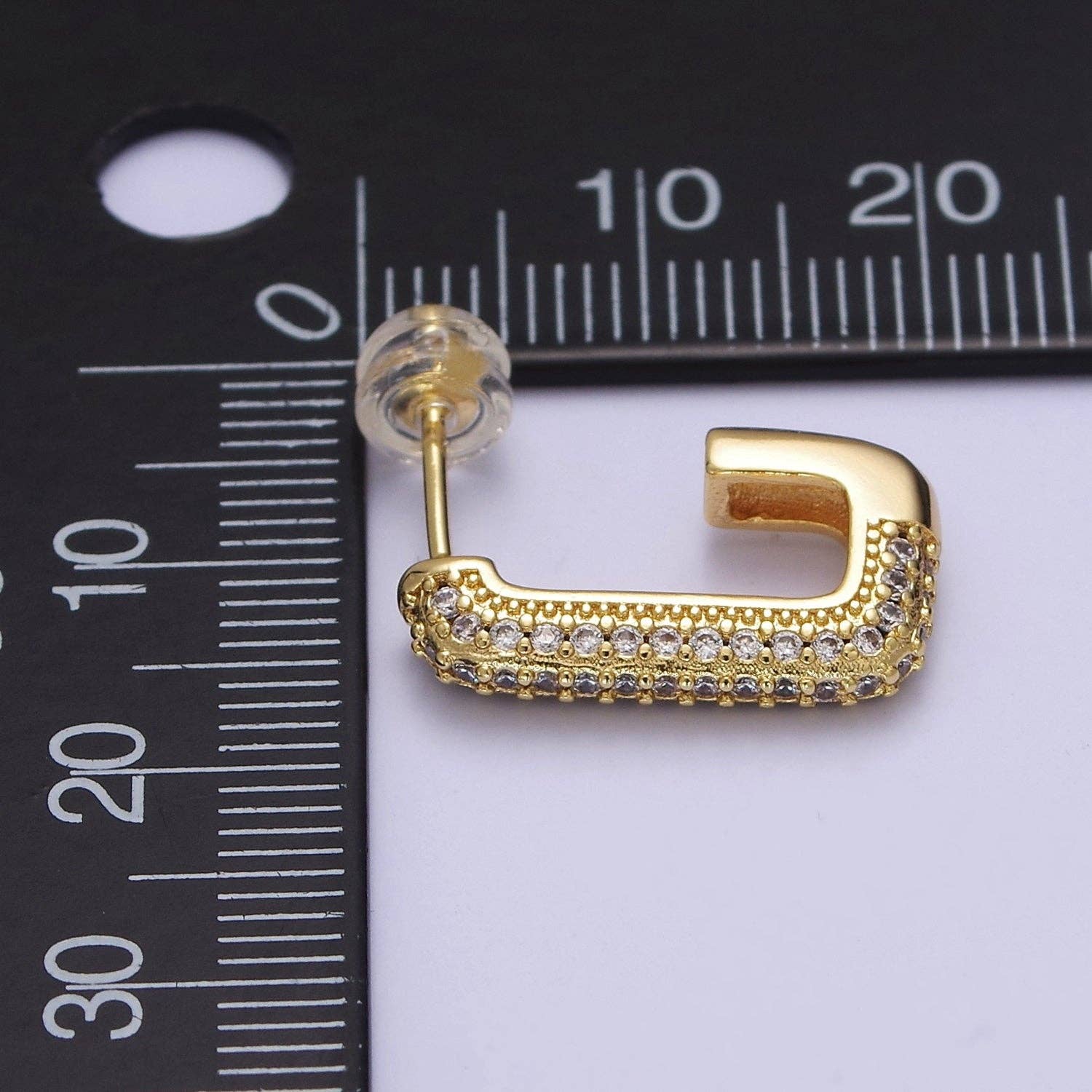 Rectangle CZ Gold Filled Hoops