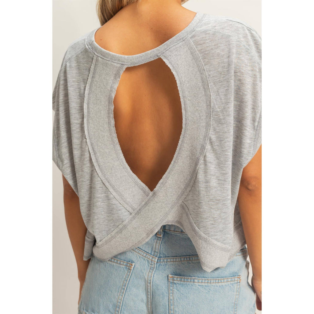 Boxy Open Back Top: HEATHER