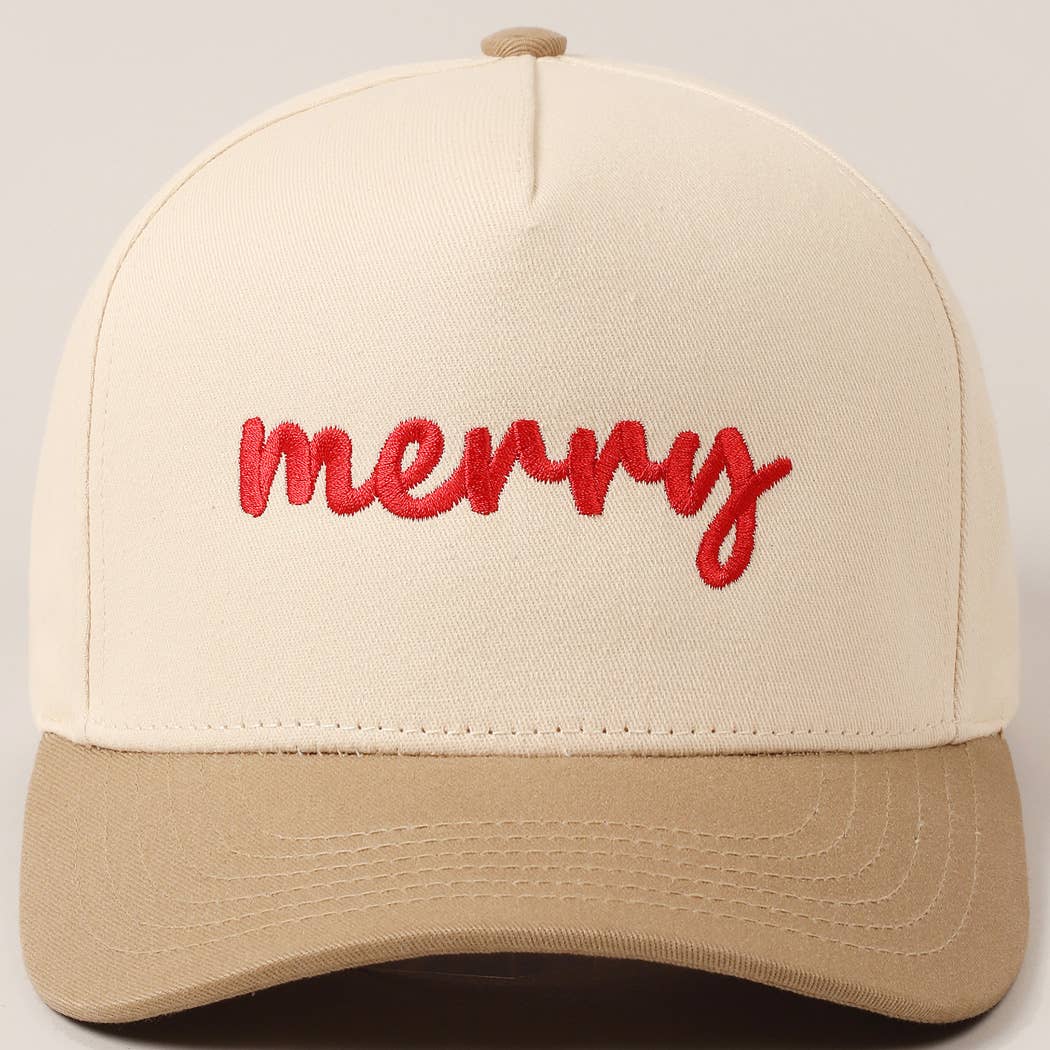 Merry embroidery hat