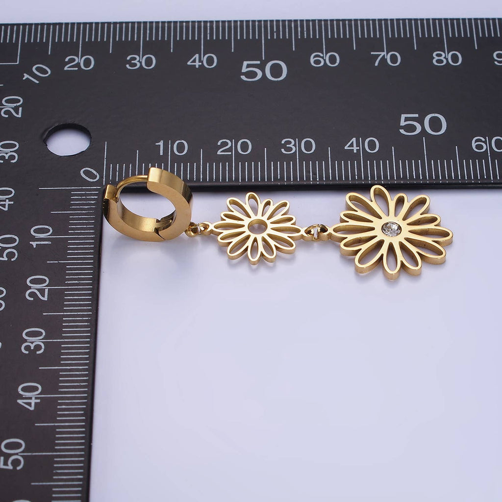 CZ Gold Flower Earrings