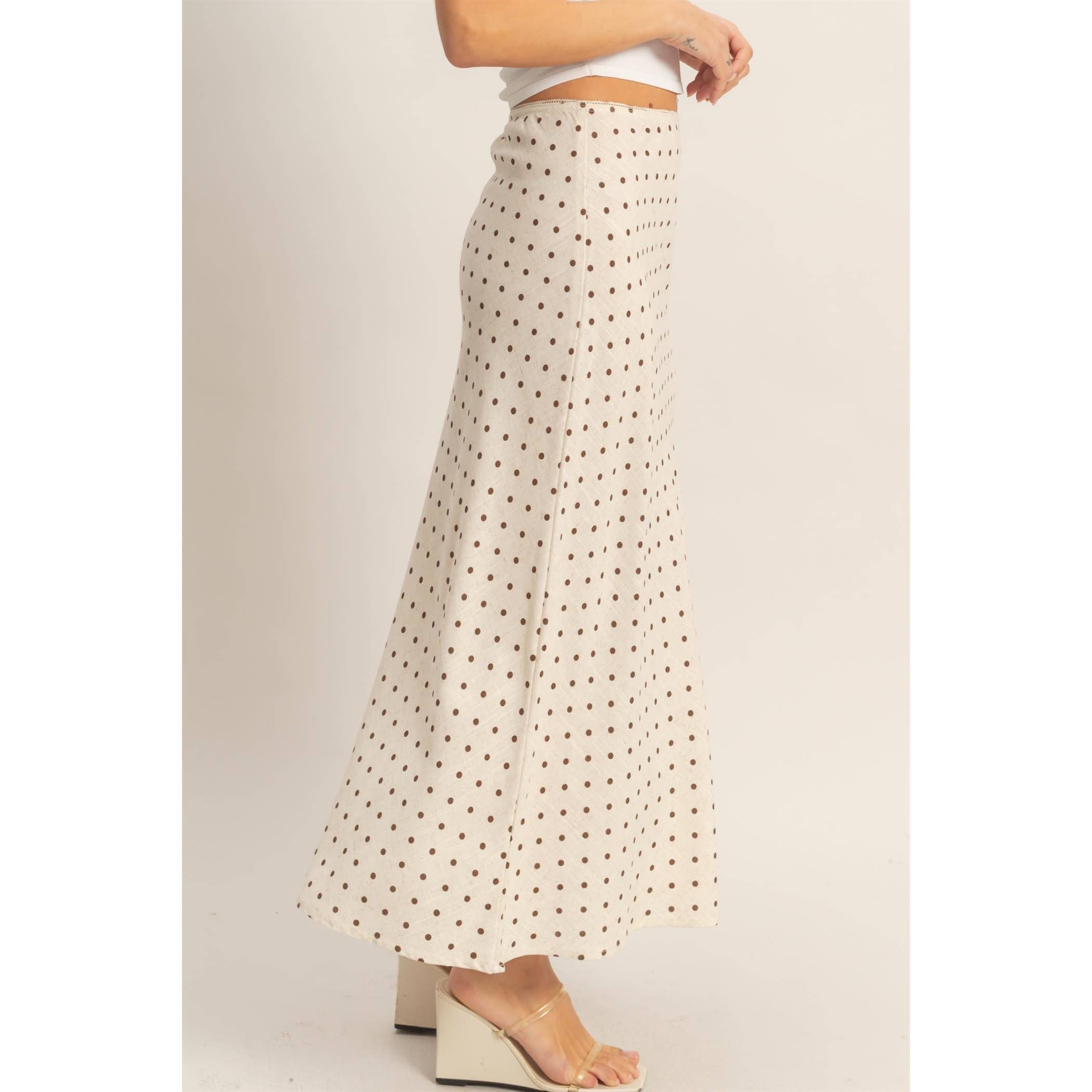 Polka Dot A-Line Skirt Set: OATMEAL