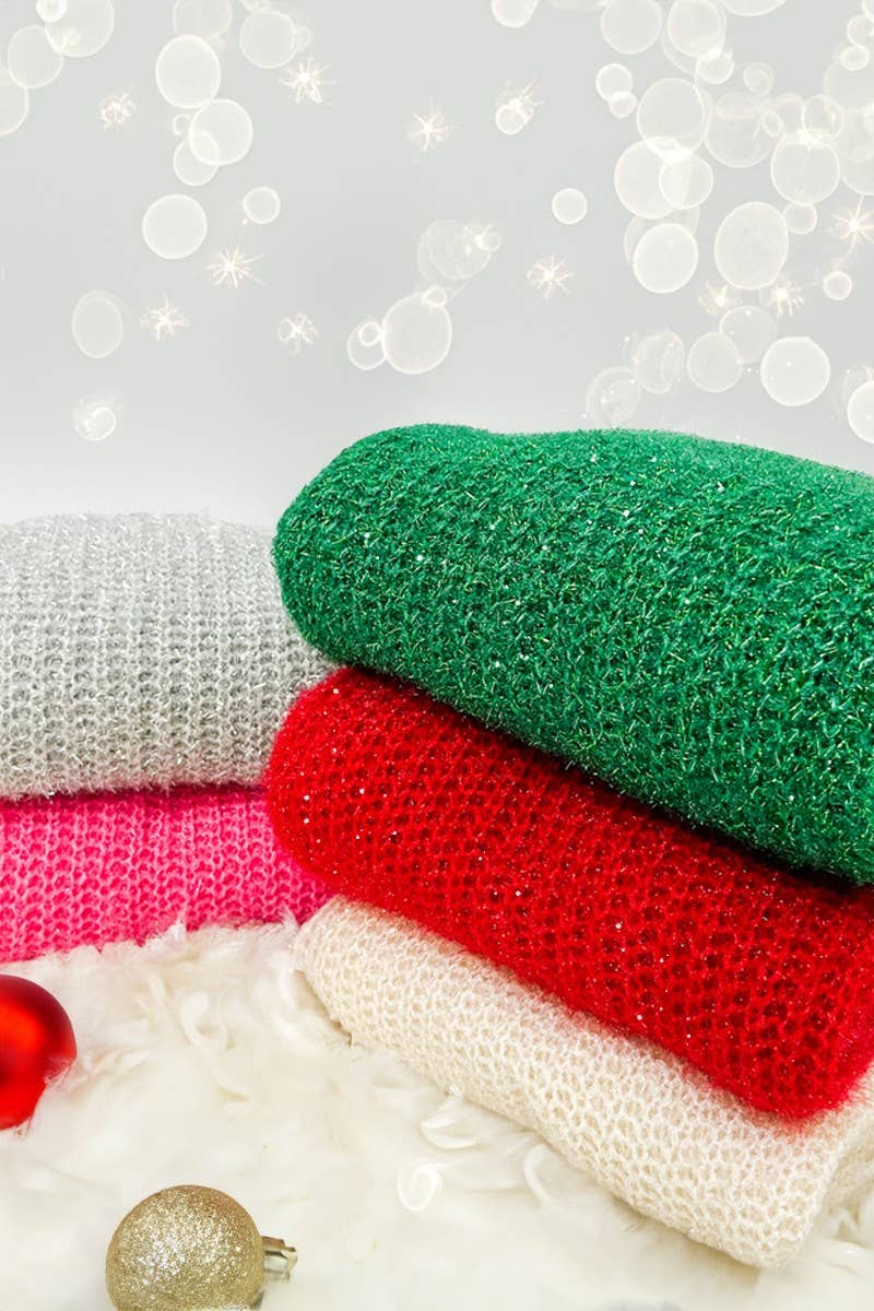 Glitter Mock Neck Knitted Sweater