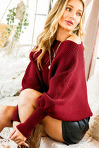 Boat Neck Knitted Sweater