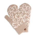 Winter Leopard Print Flush Mittens
