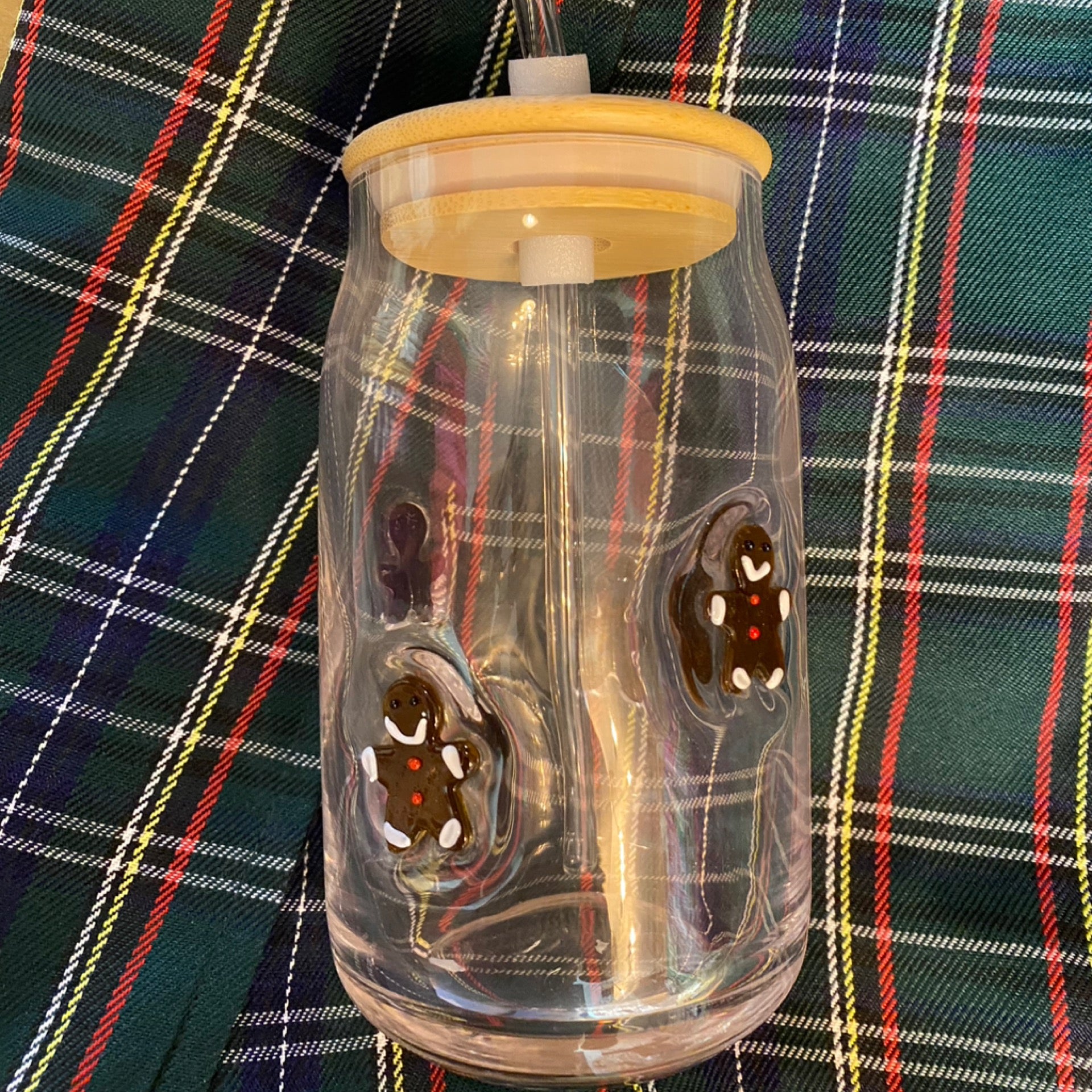Gingerbread Man Glass & Straw