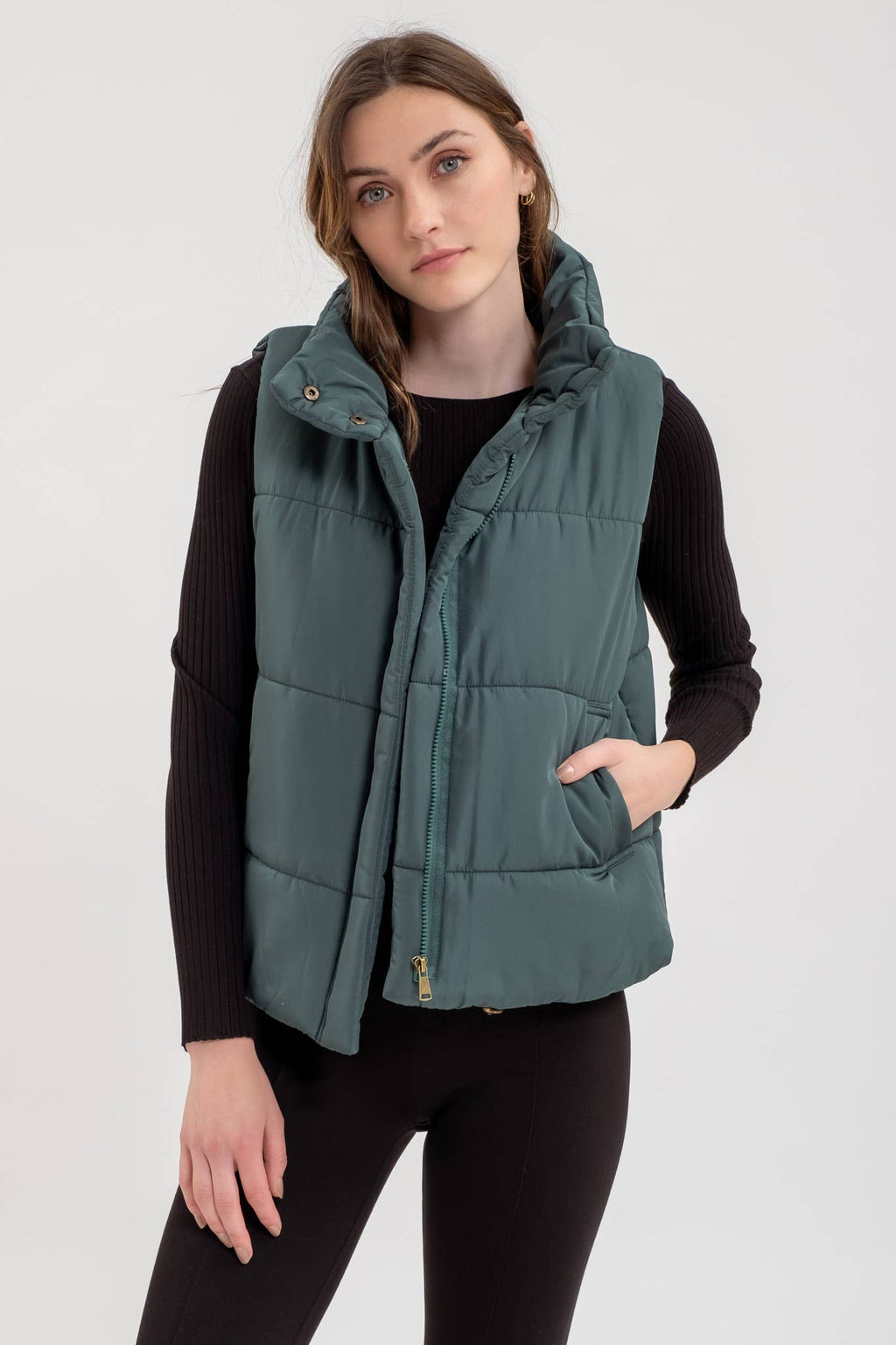 On the Go Green Puffer Vest