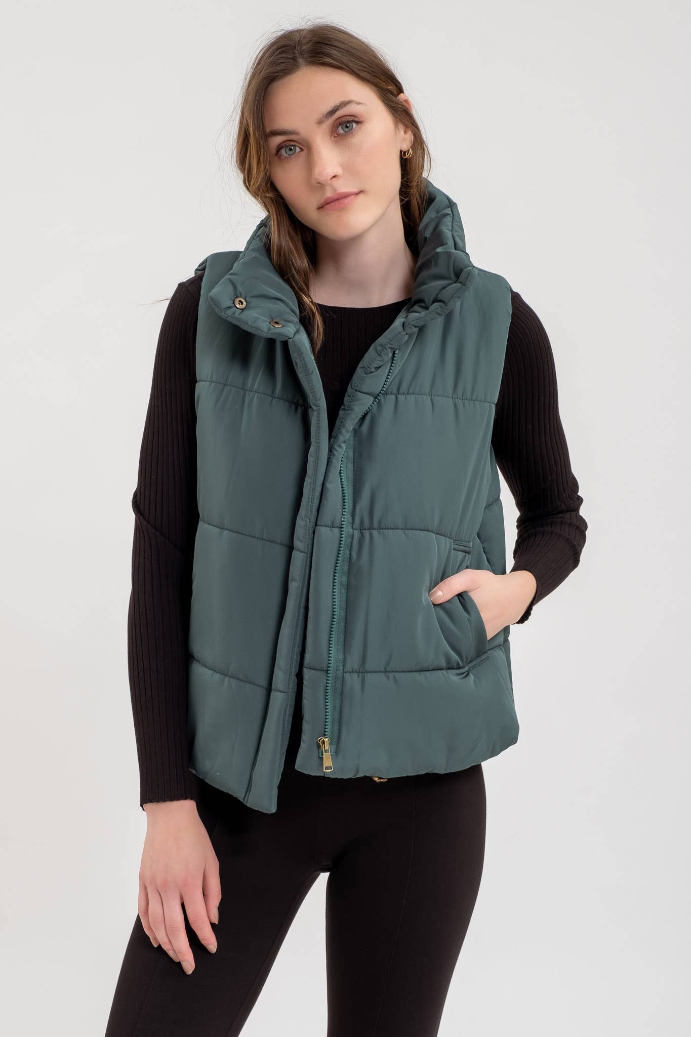 On the Go Green Puffer Vest