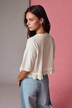 Precious Eyelet Hem Knit Top