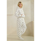 Polka Dot Bubble Hem Knit Hoodie