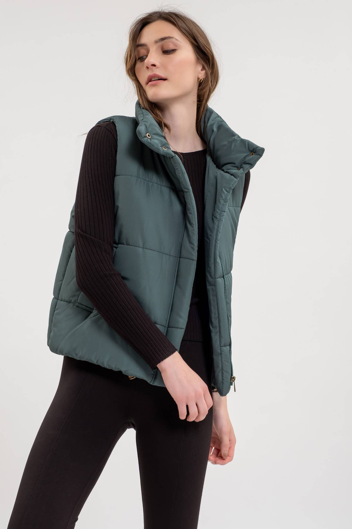 On the Go Green Puffer Vest