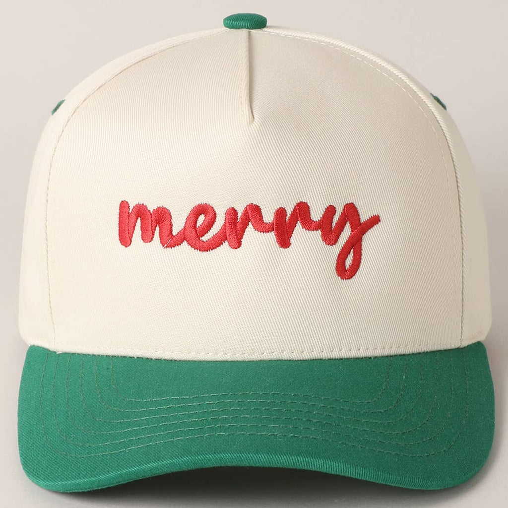 Merry embroidery hat