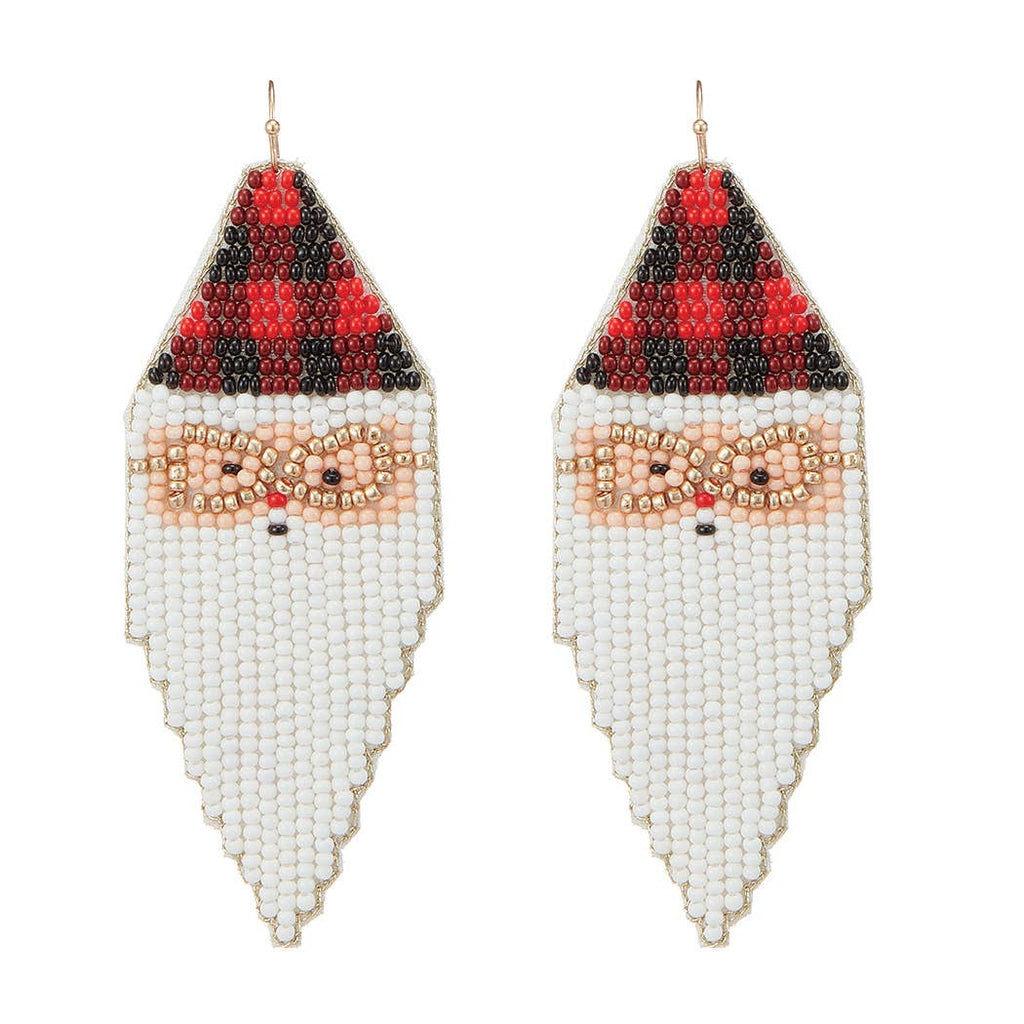 Plaid Santa Beaded Earring