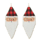 Plaid Santa Beaded Earring