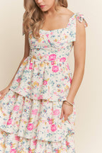 Peony Pink Floral Tiered Maxi