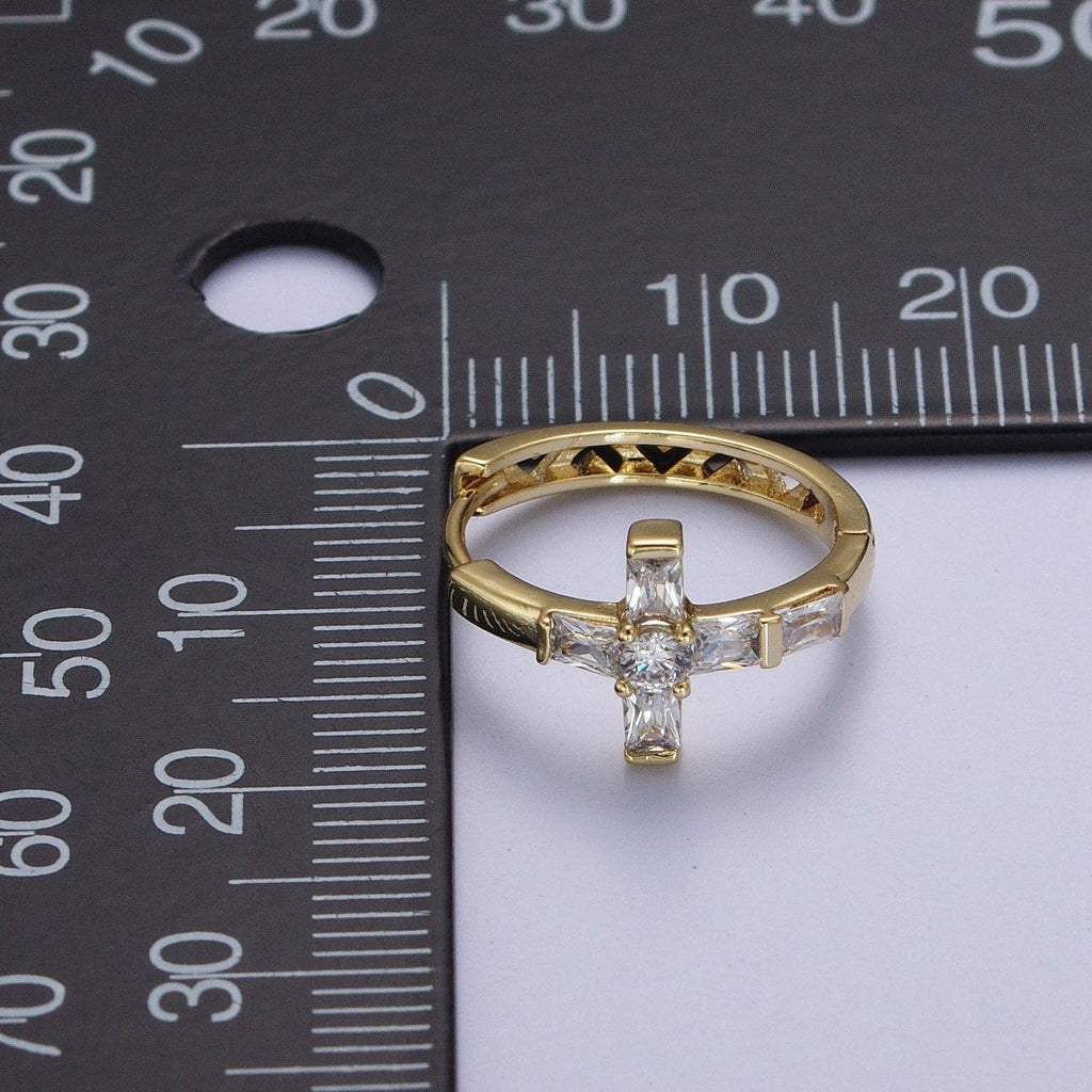 Gold CZ Cross Hoops