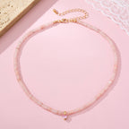 Pink & Brown Natural Semi Precious Charm Necklace