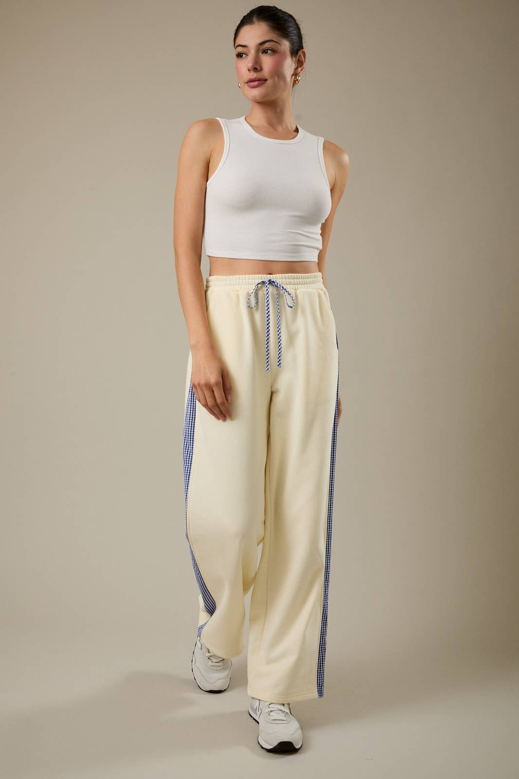 SIDE GINGHAM DETAIL SWEATPANTS